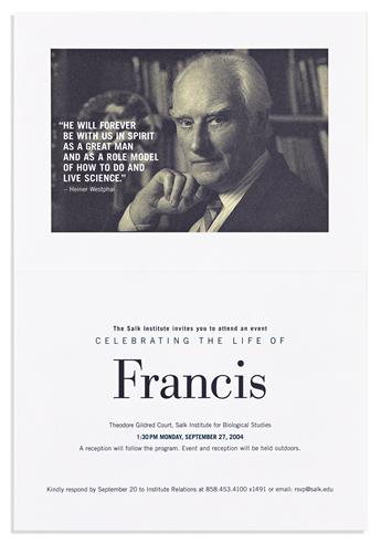 (SCIENTISTS.) CRICK, FRANCIS. Group of 12 small cards, each Signed,